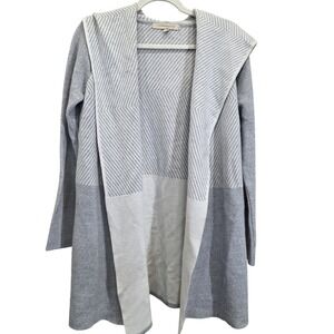 Lineamaglia‎ Gray White Hooded Wool Blend Long Cardigan Boho Western Warm small